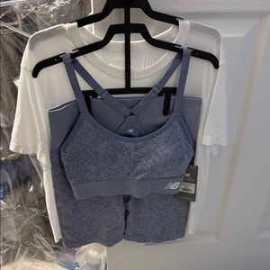 New Balance Lavender Sports Bra and Shorts Set